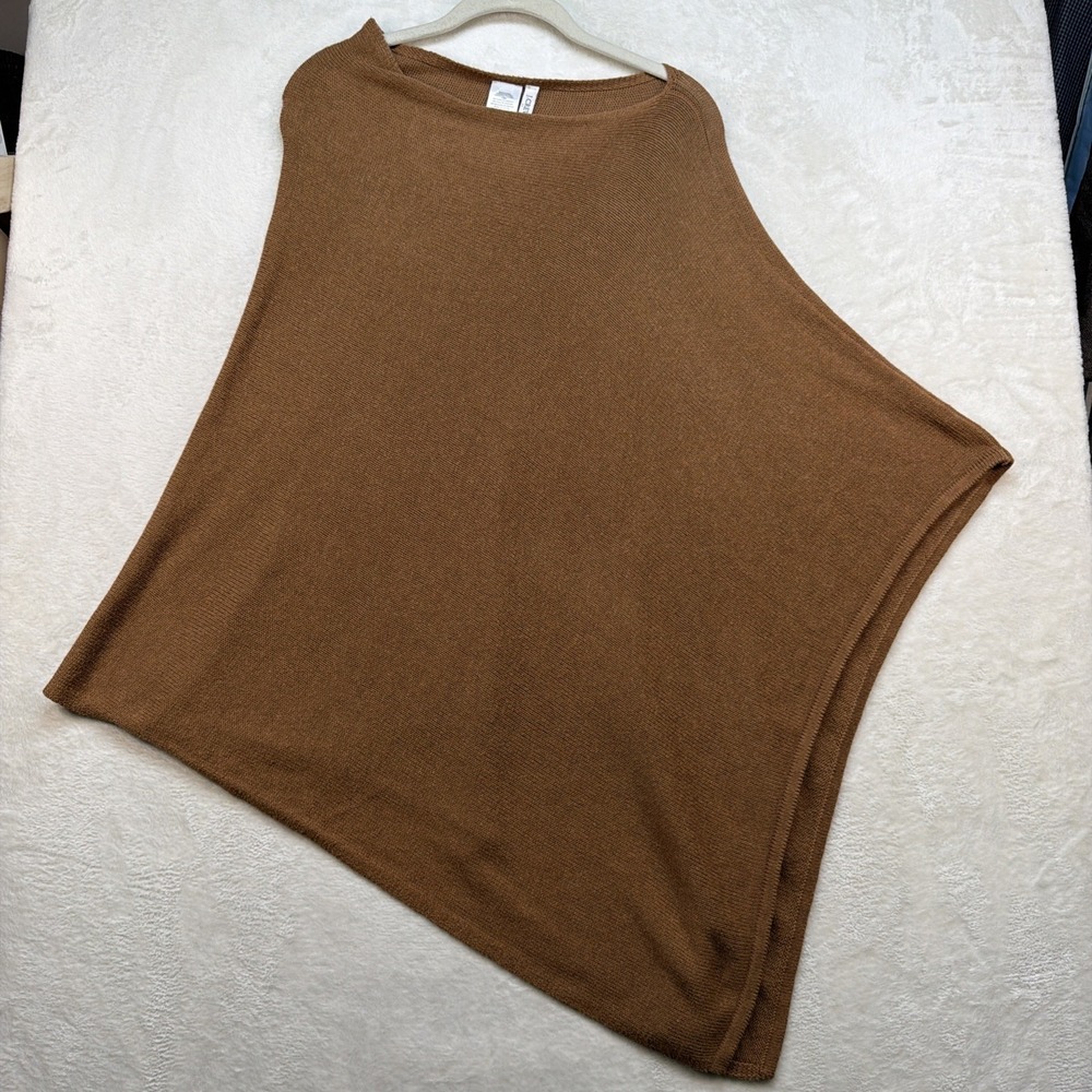 J Crew Cashmere Blend Poncho Womens Brown Knit Shawl Wrap One Size - Picture 2 of 9